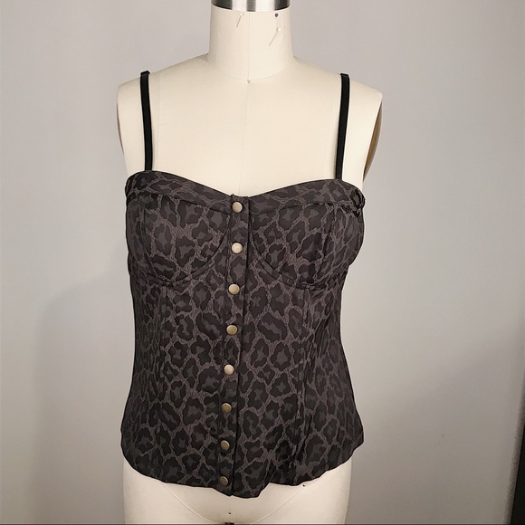 Green Leopard Print Bustier Size L - Picture 1 of 6